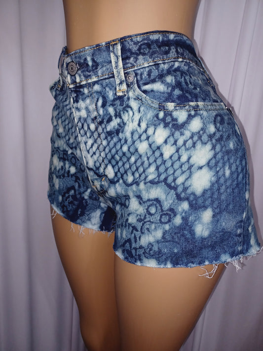 Lace Painted Jean Shorts