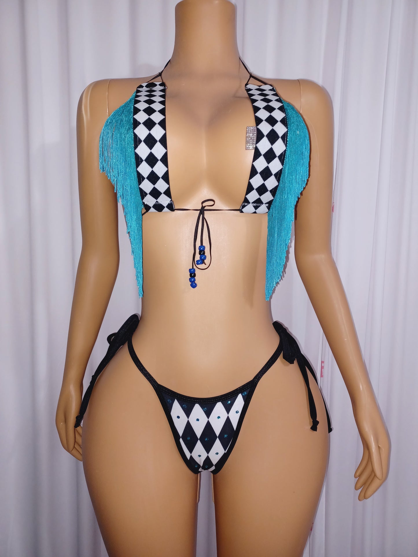 Diamond Print Fringe G-string Set