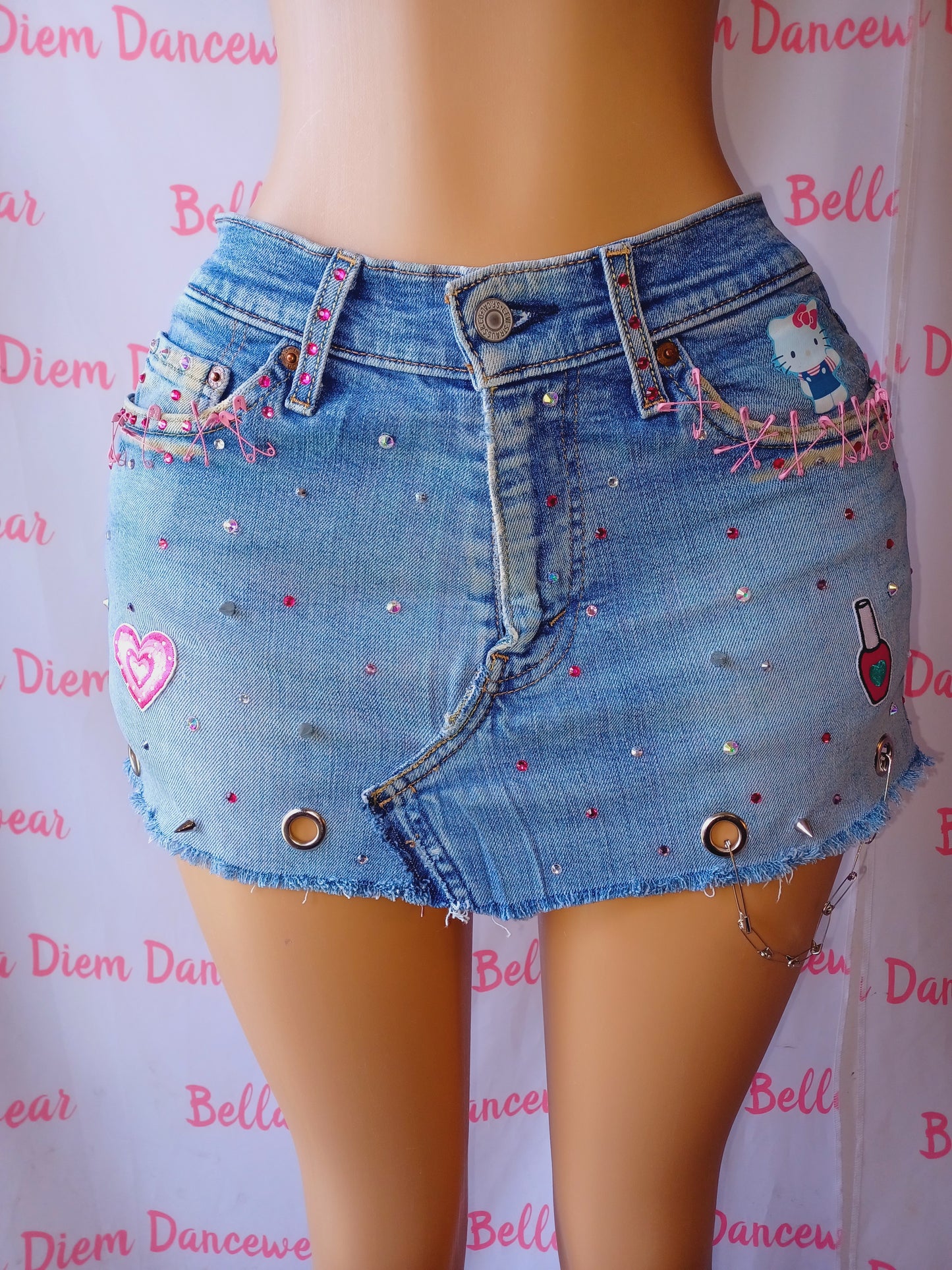 Upcycled Bling Miniskirt Set size S/M