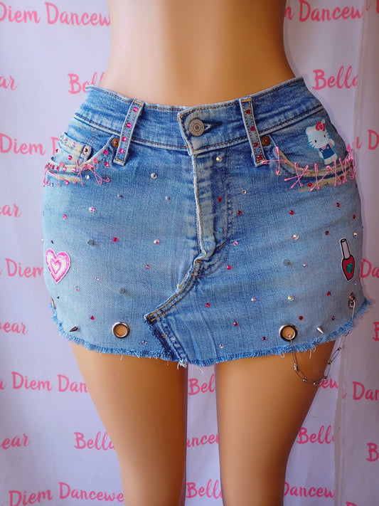 Upcycled Bling Miniskirt Set size S/M
