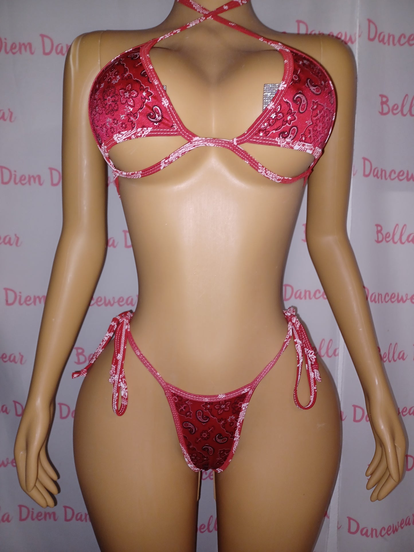 Red Bandana Thong Set