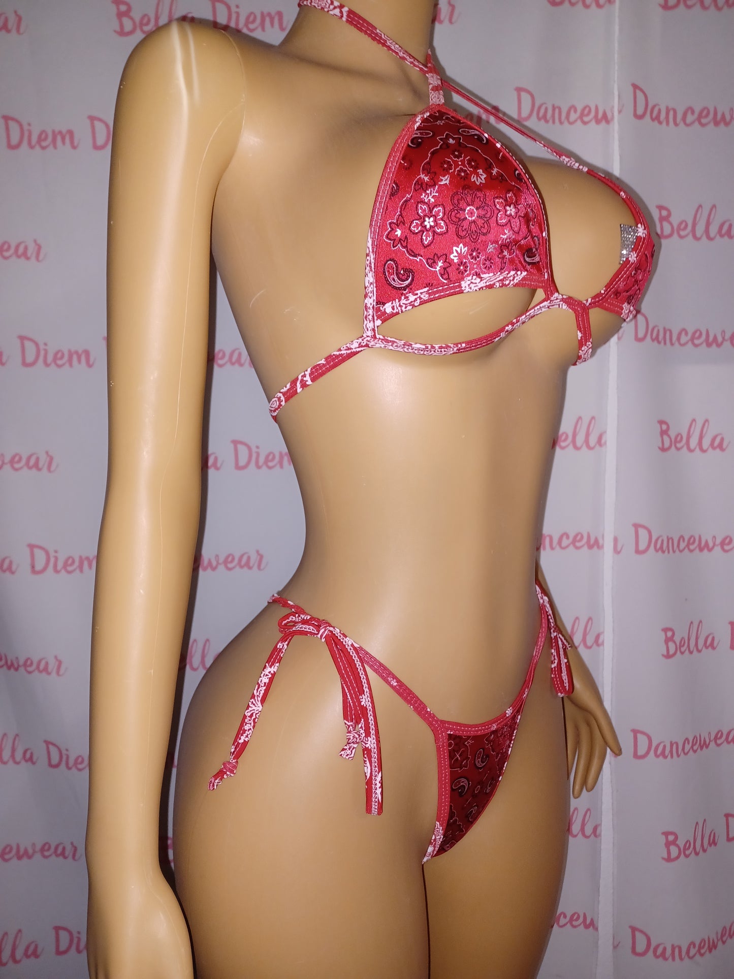 Red Bandana Thong Set