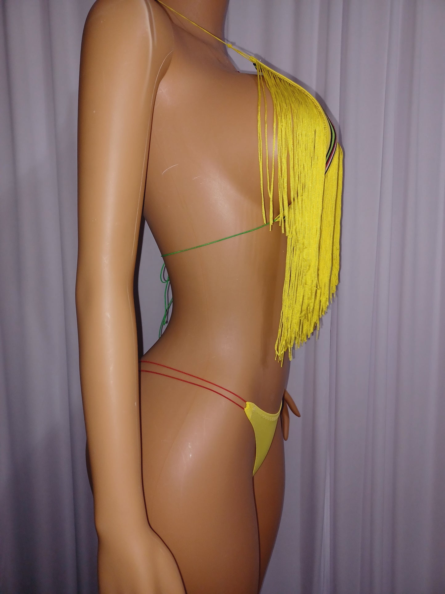 Yellow Fringe G-string Set
