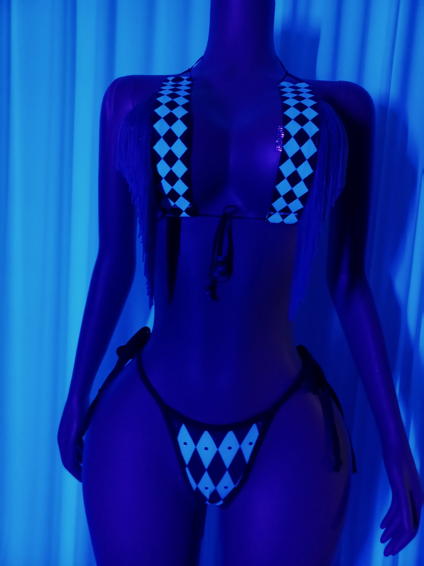 Diamond Print Fringe G-string Set