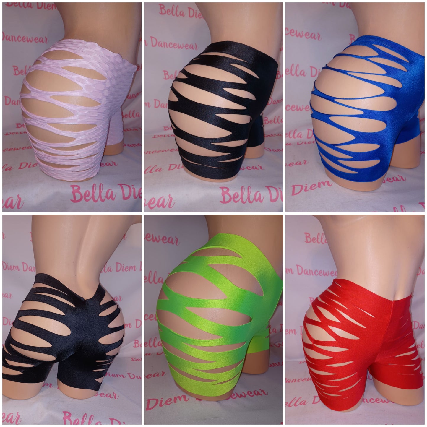 Raw cut razor Slit short package, spandex shorts
