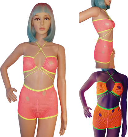 Neon mesh short set