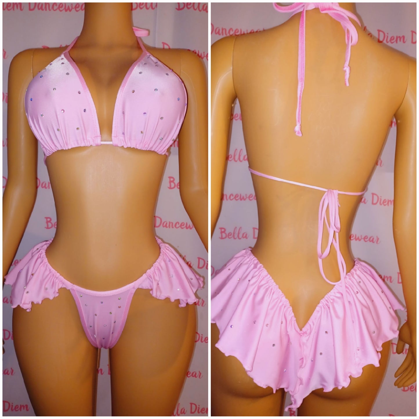 Medium Baby Pink Ruffle Thong Set