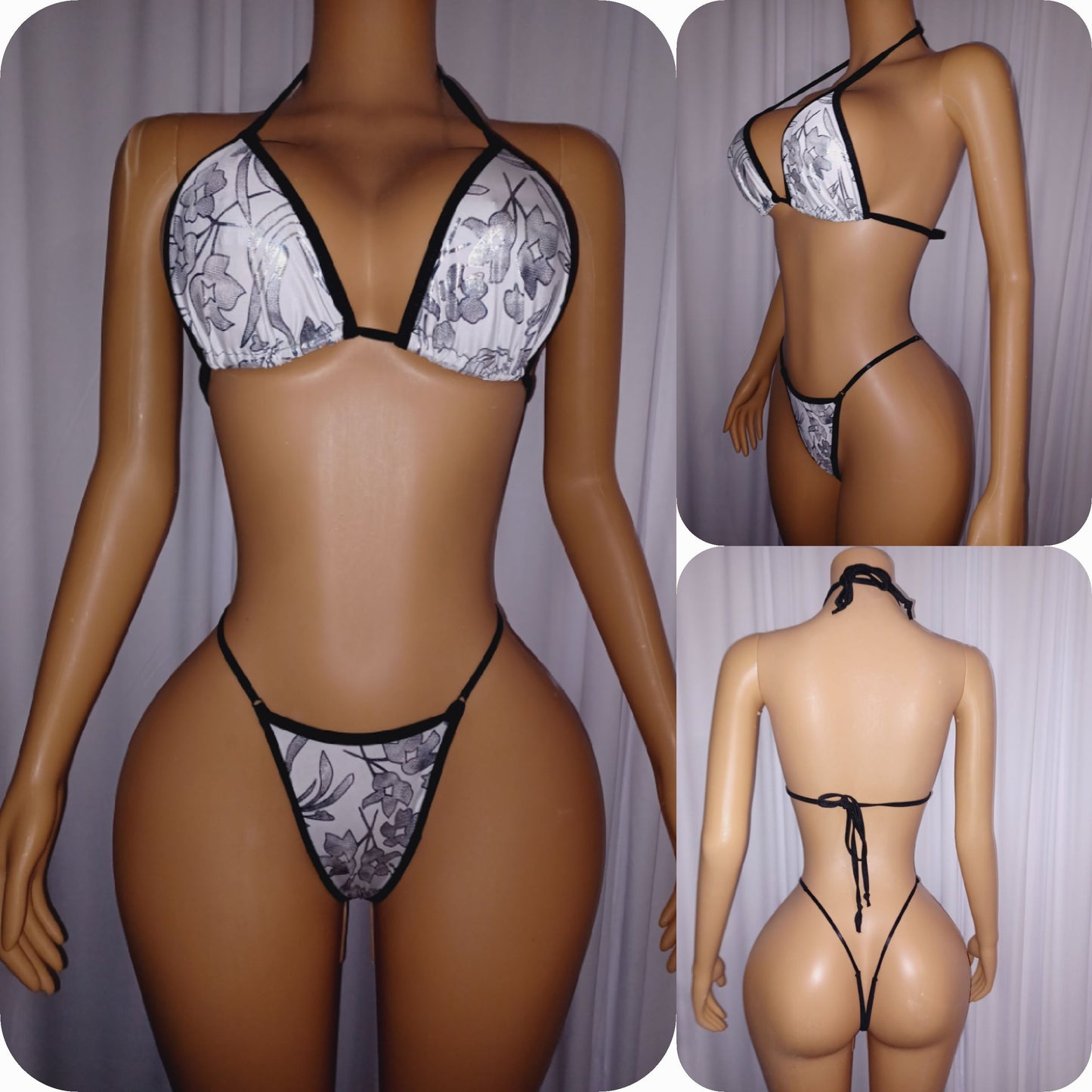Holographic Floral thong set