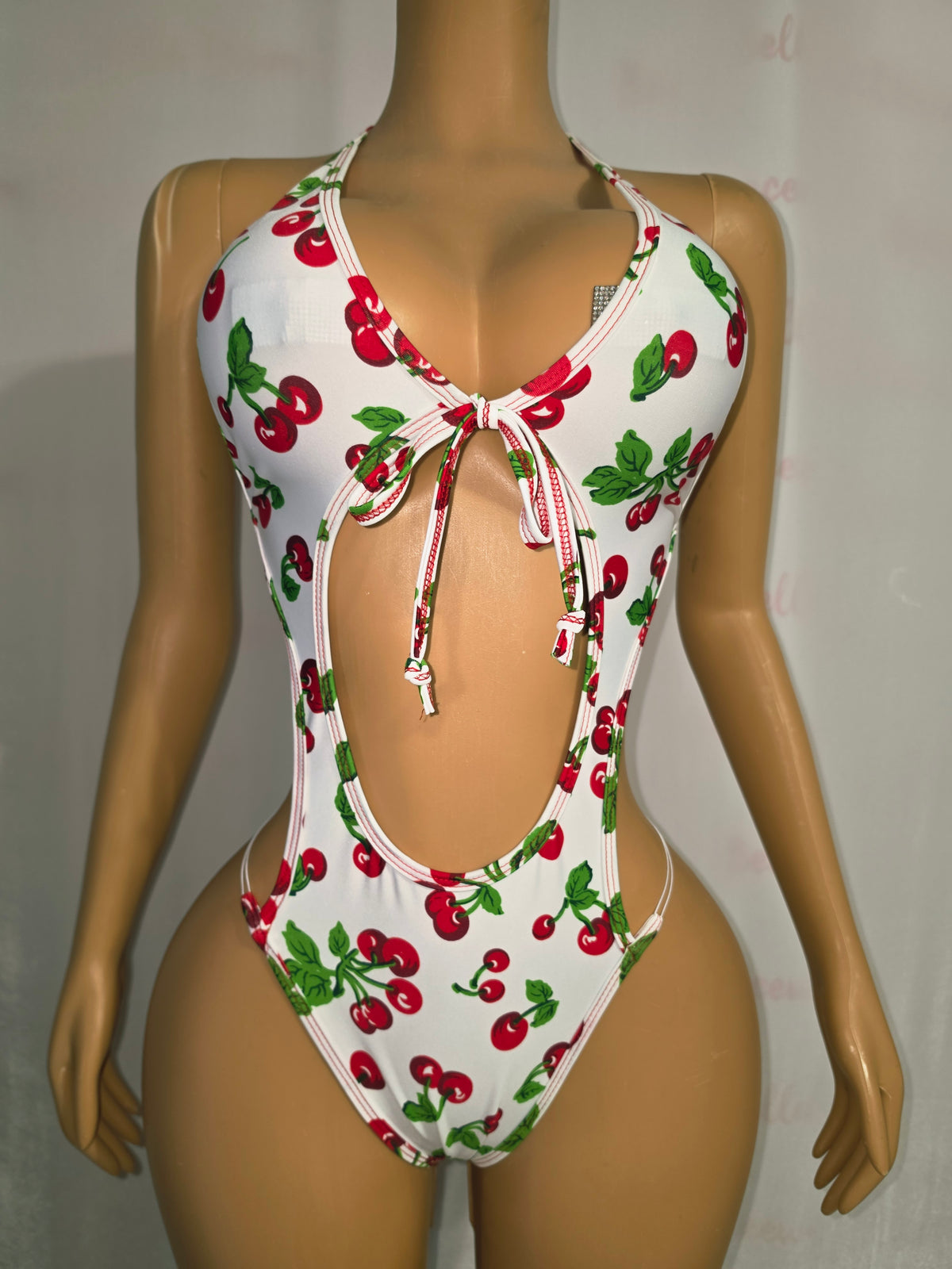 Cherry Print Cutout Bodysuit