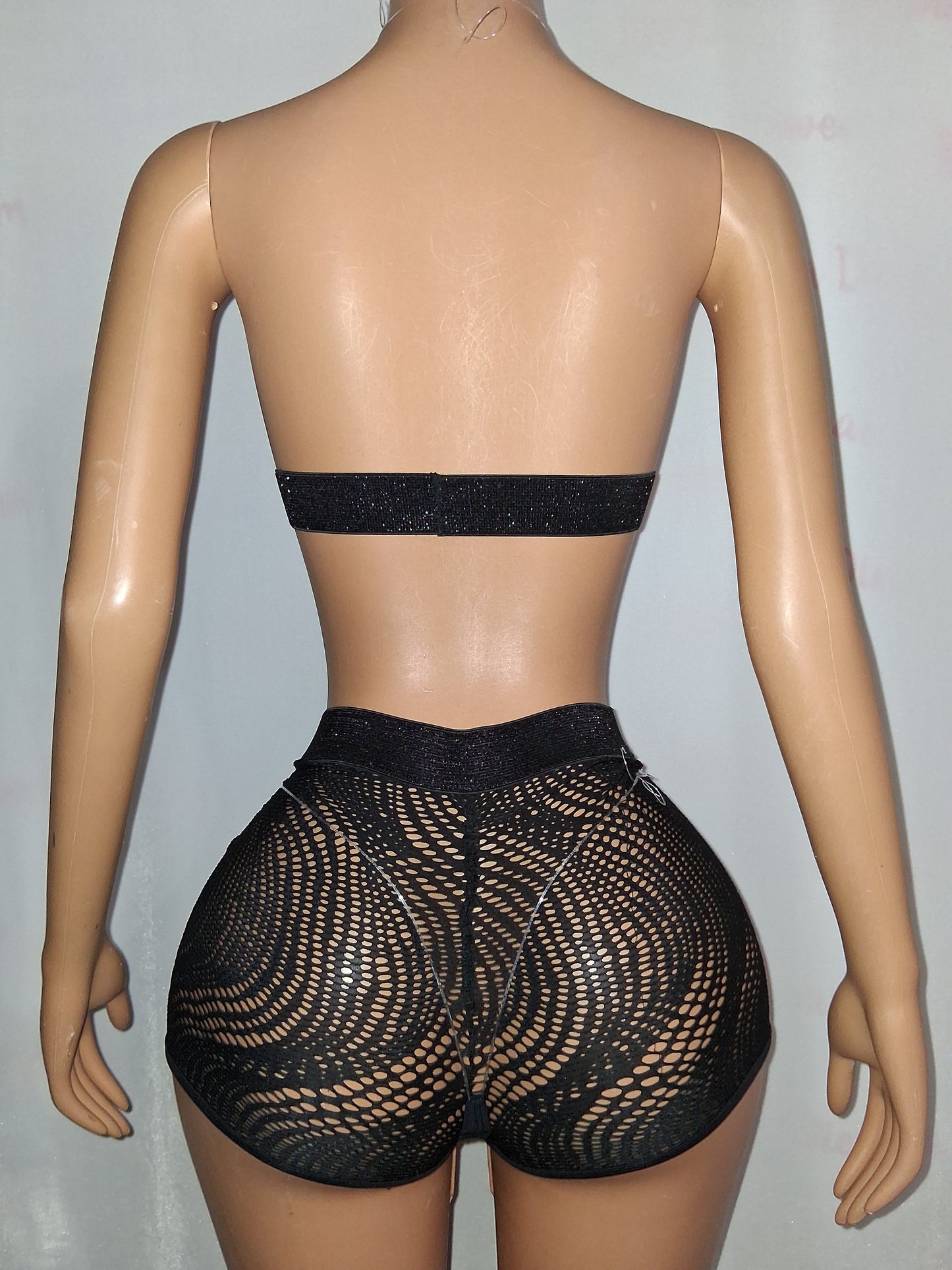 Sparkly Net short Set with G-String