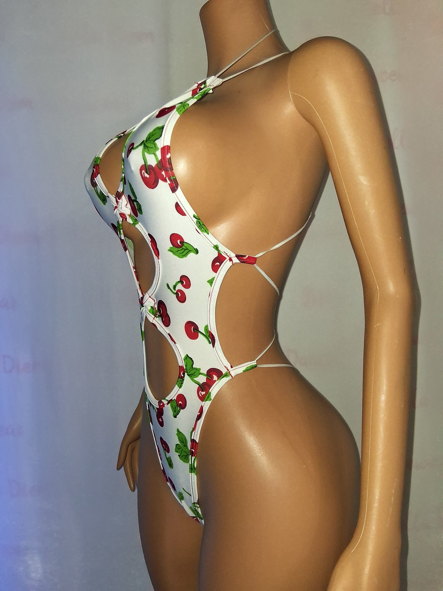 Cherry Print Cutout Bodysuit