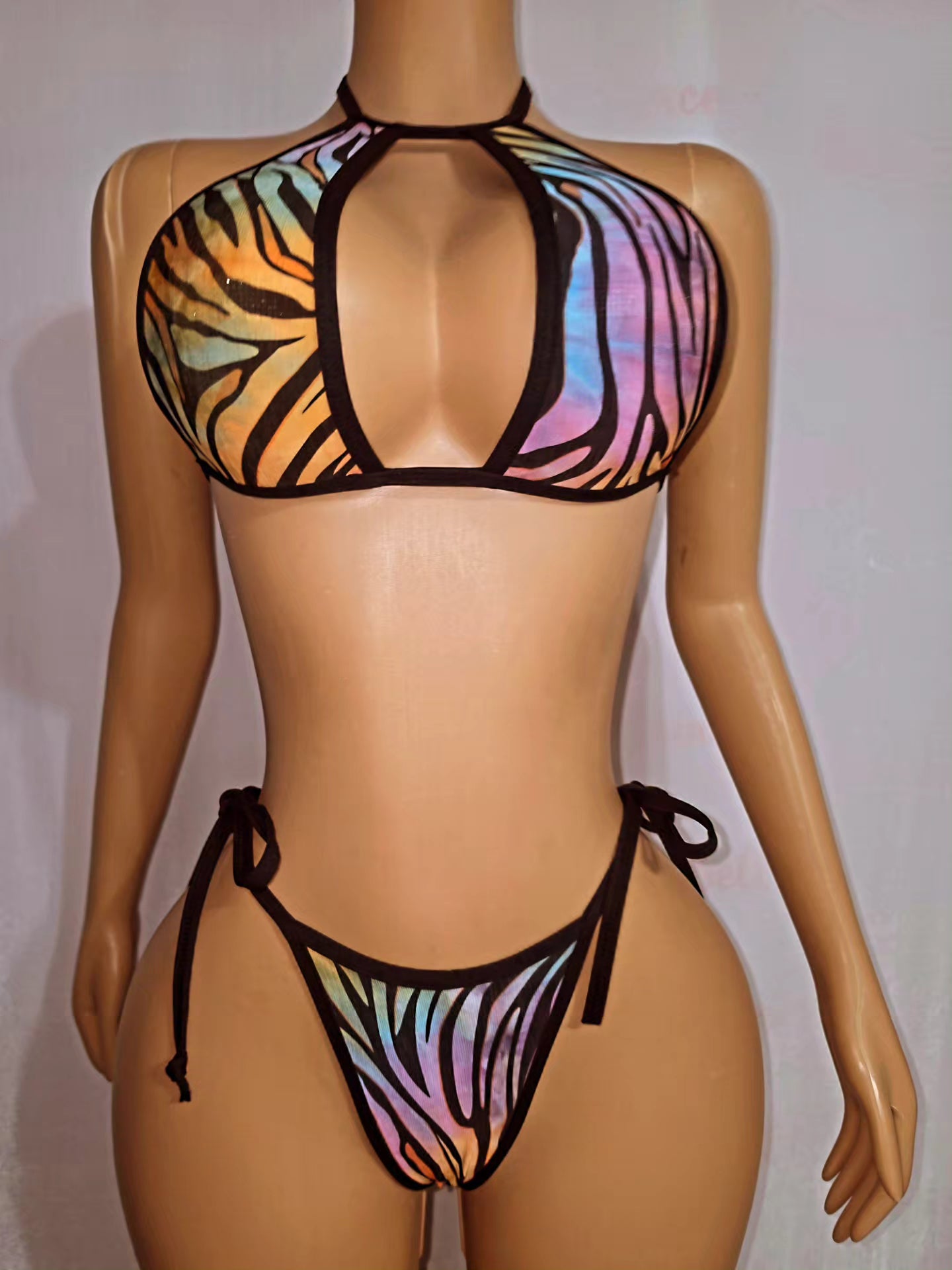 2-Piece Thong Set rainbow animal print