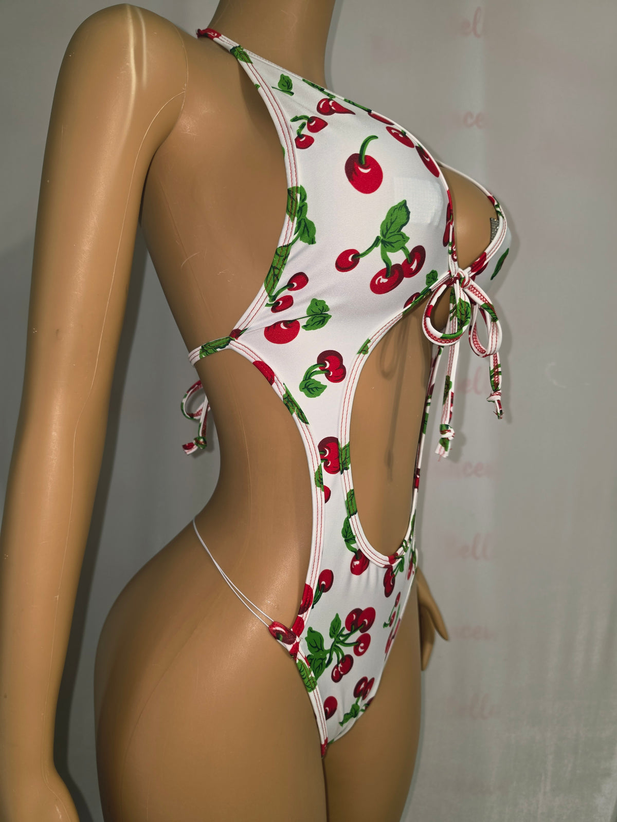 Cherry Print Cutout Bodysuit