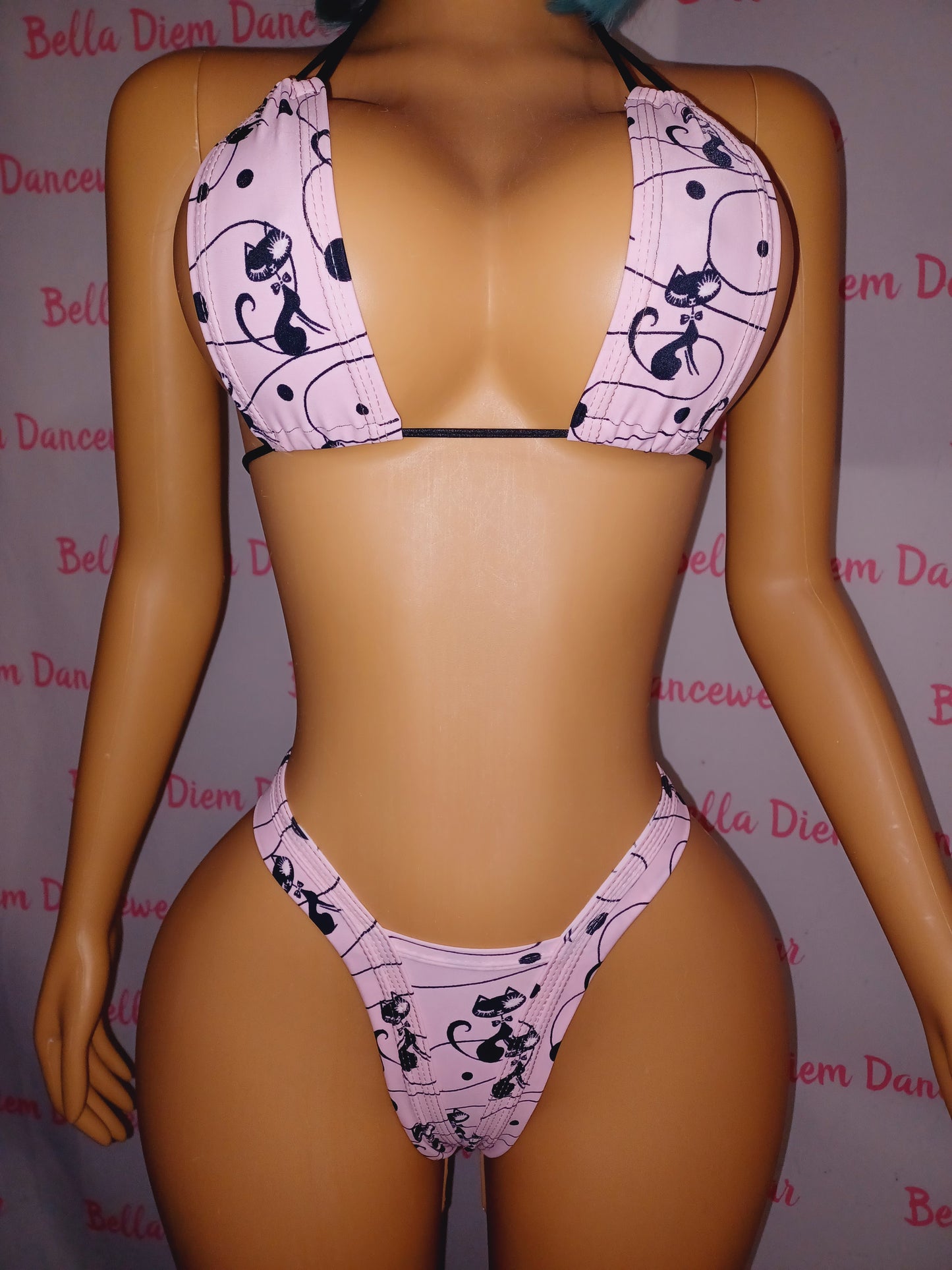 Kitty Print Thick Thong Set