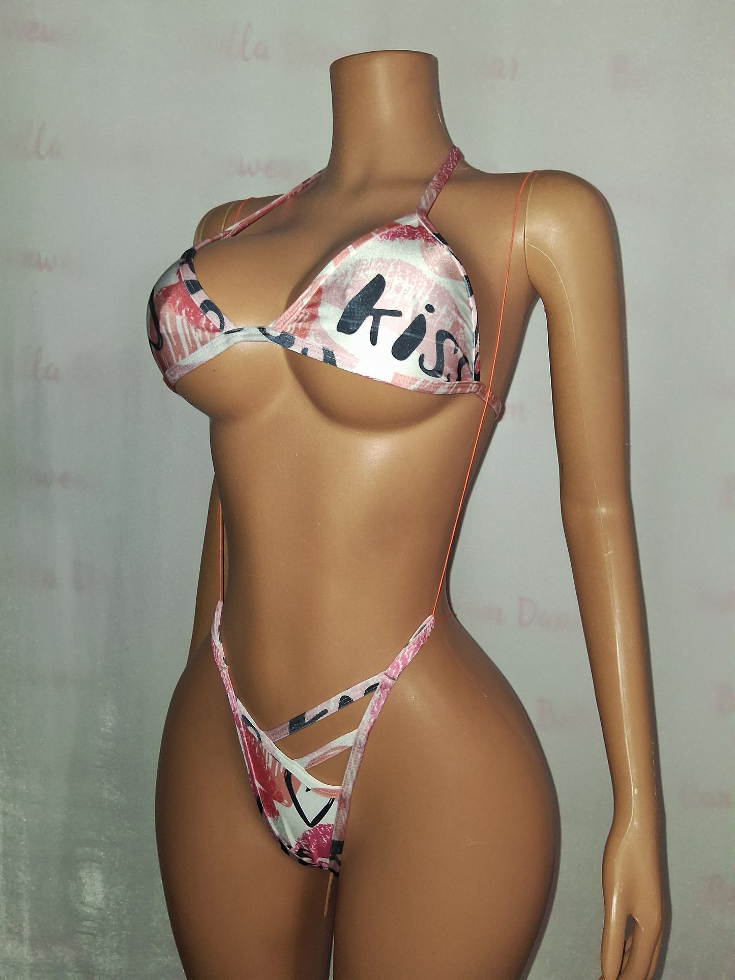 Kiss print 2 piece set size small coverage
