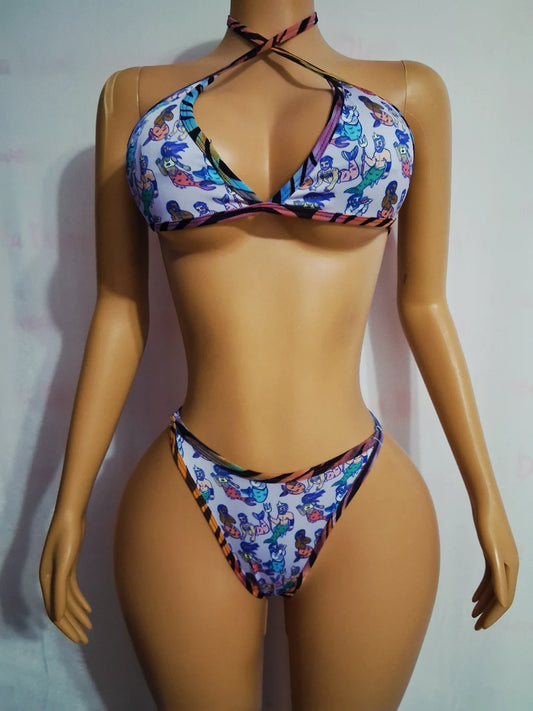 Merman Print Thong Set