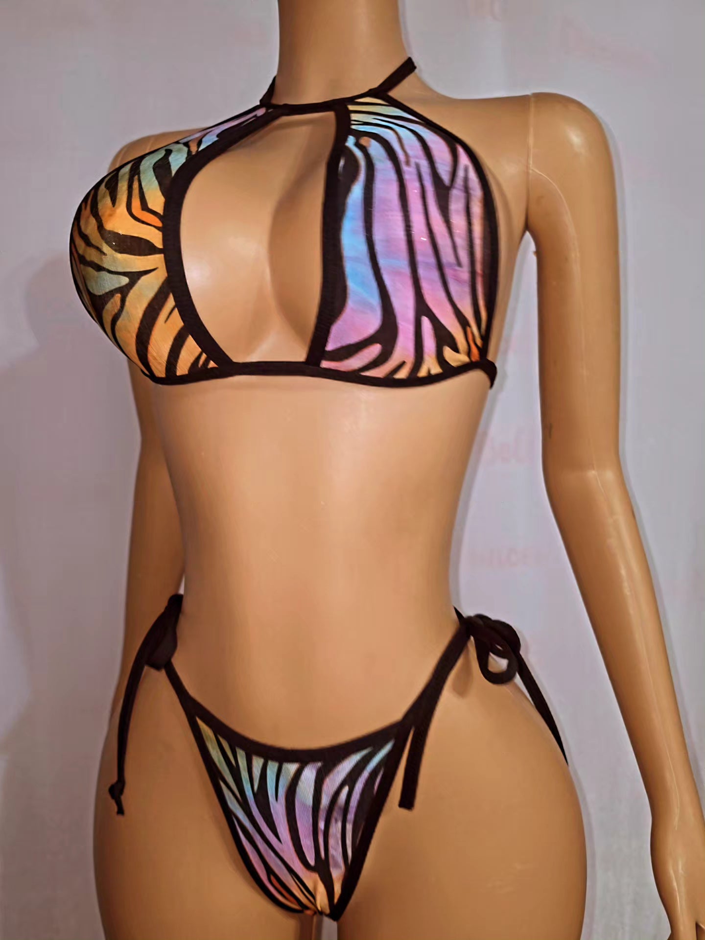 2-Piece Thong Set rainbow animal print