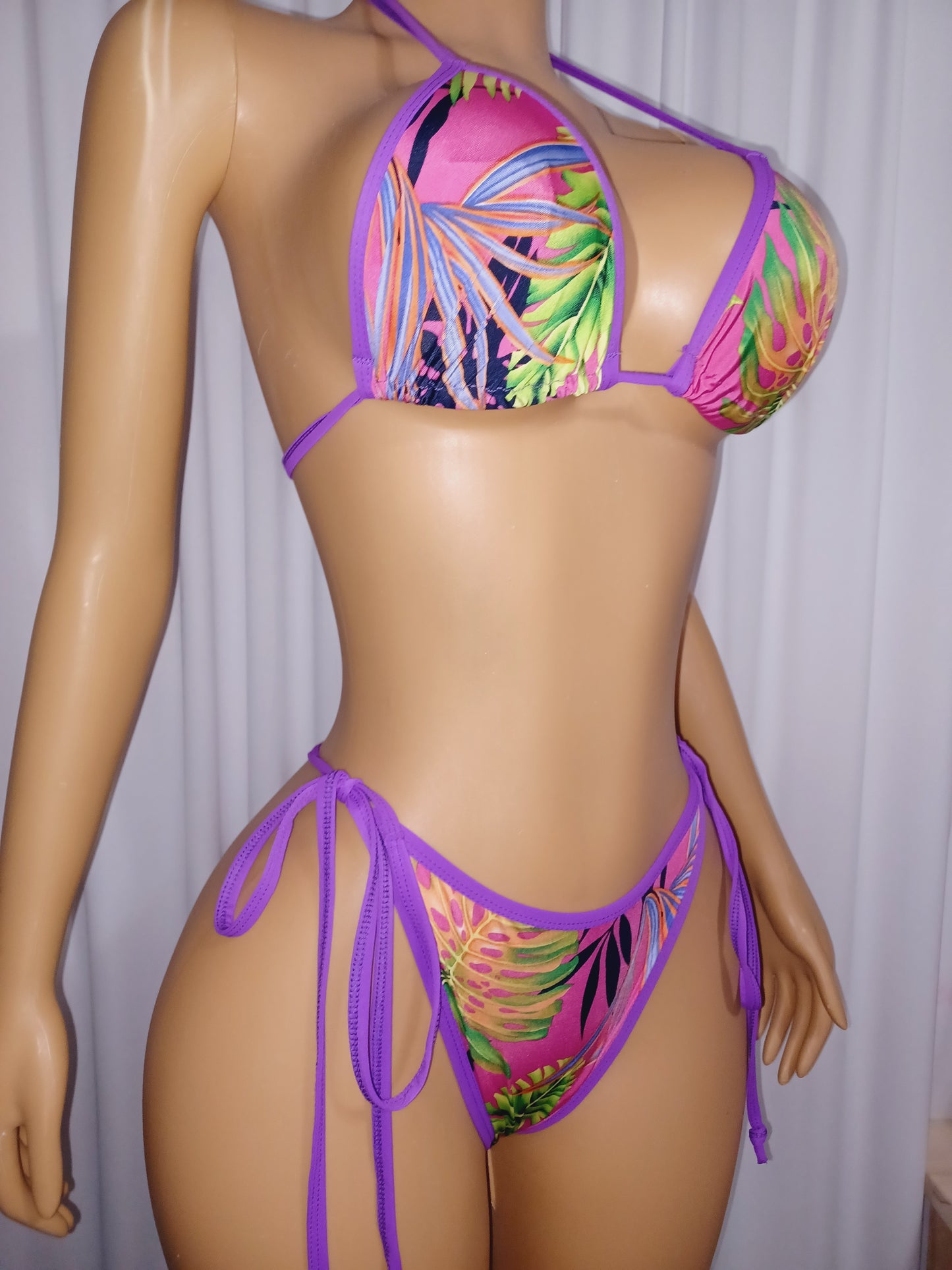 Tropical Print Thong Set