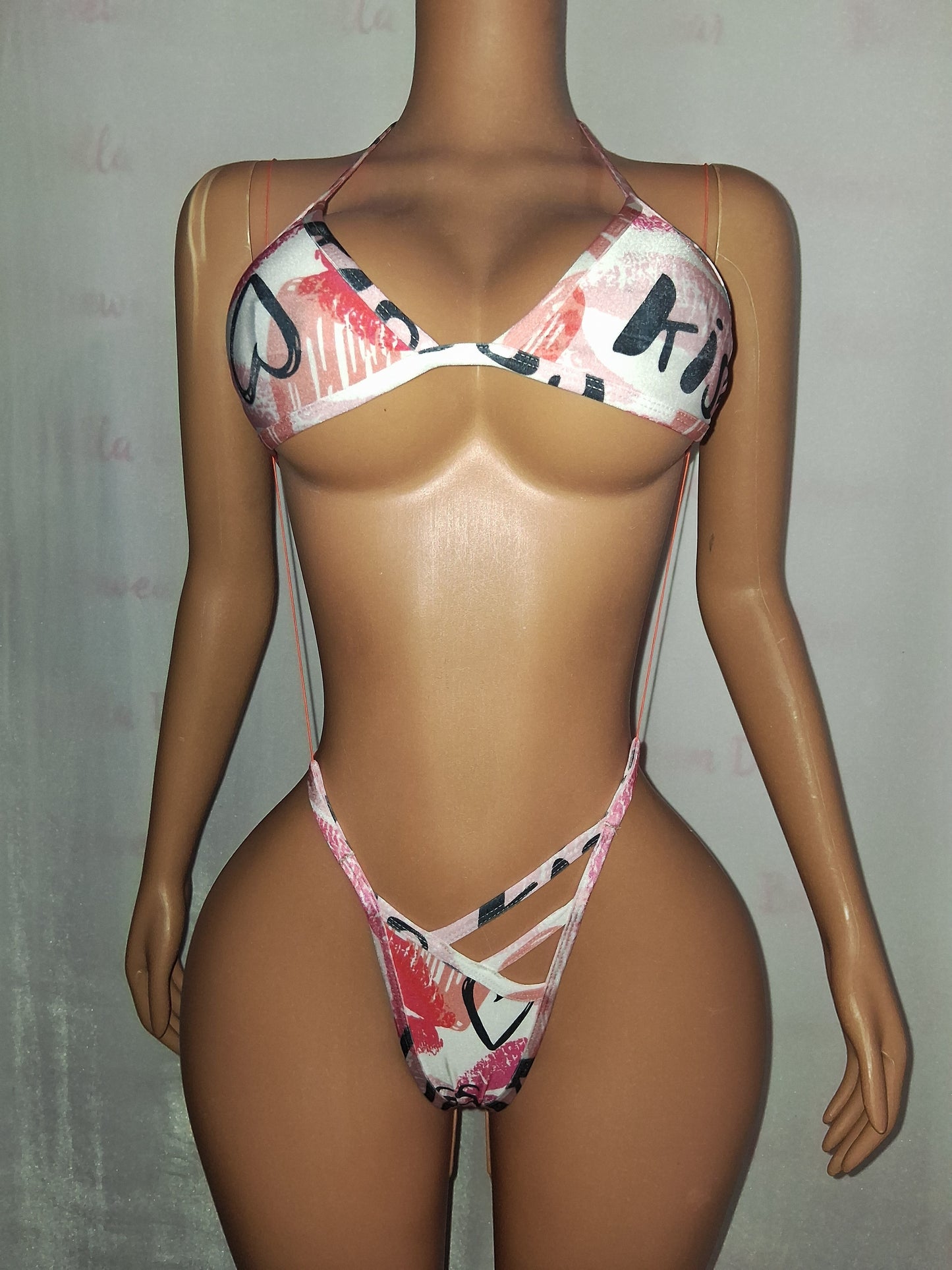 Kiss print 2 piece set size small coverage