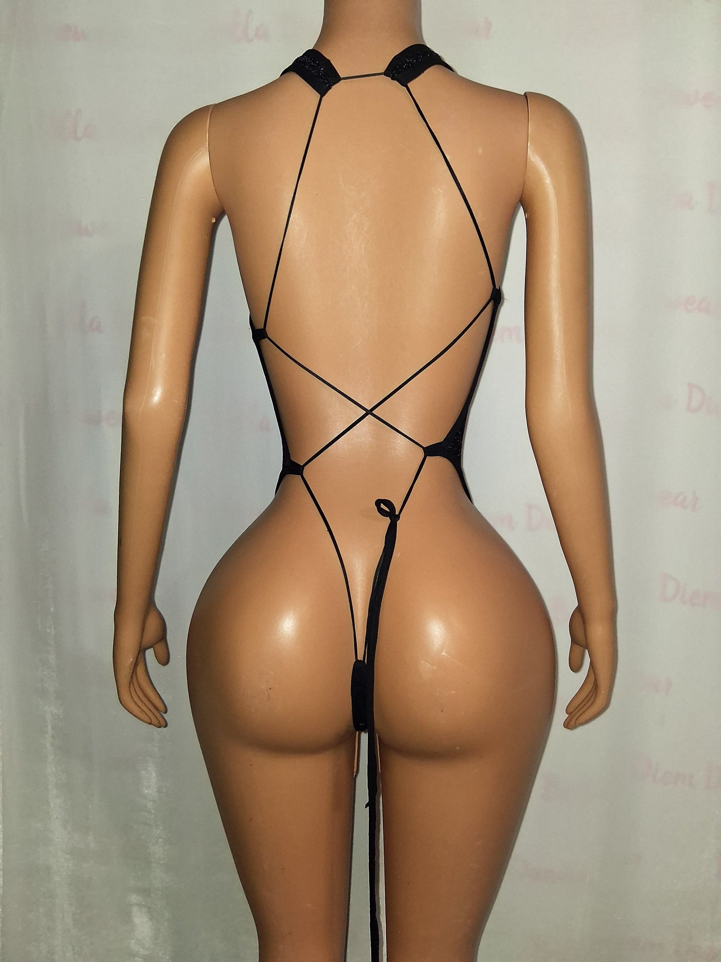 Black Sparkly Cutout Bodysuit