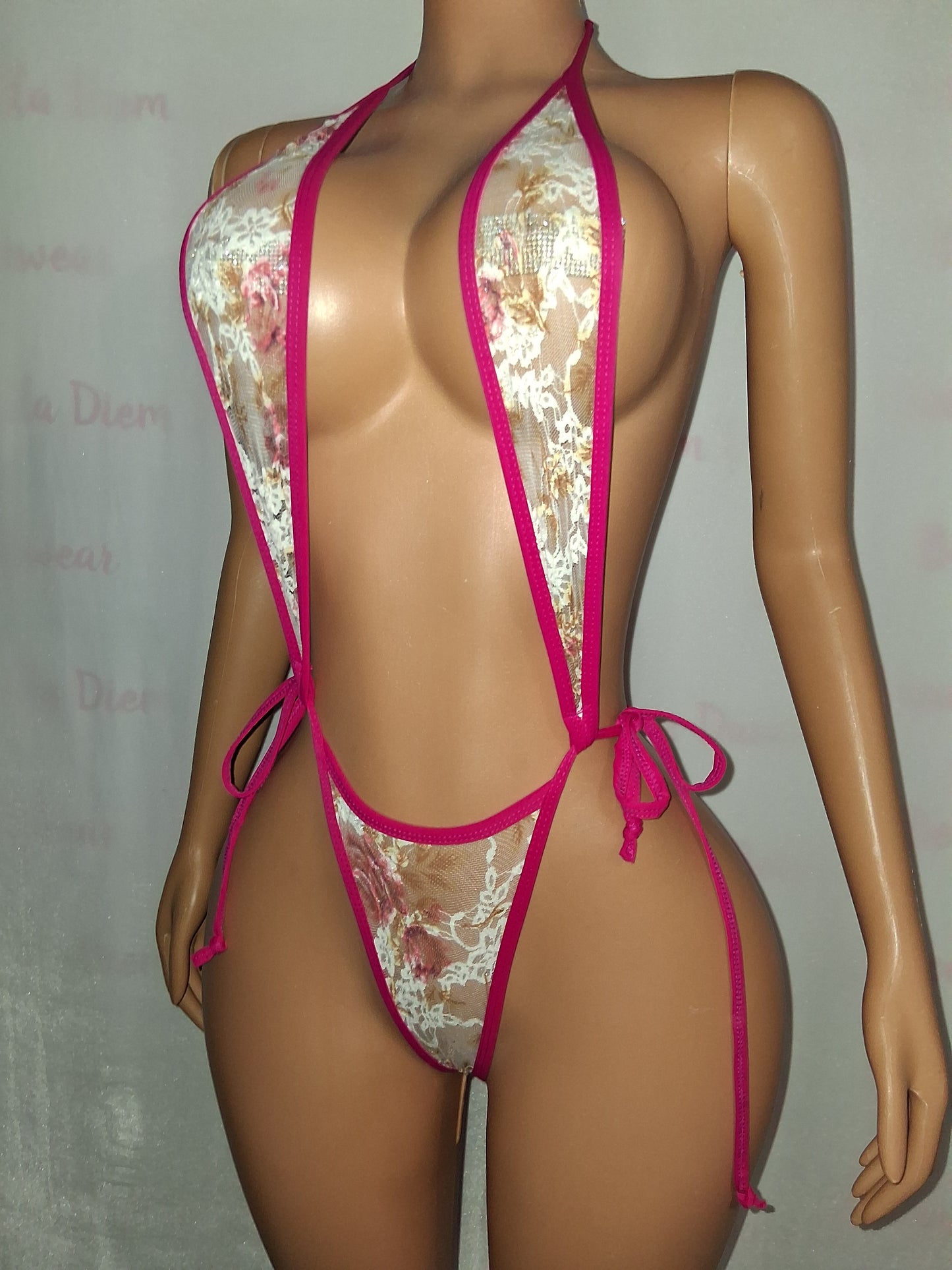 Lace  Floral Print Sling OSFM