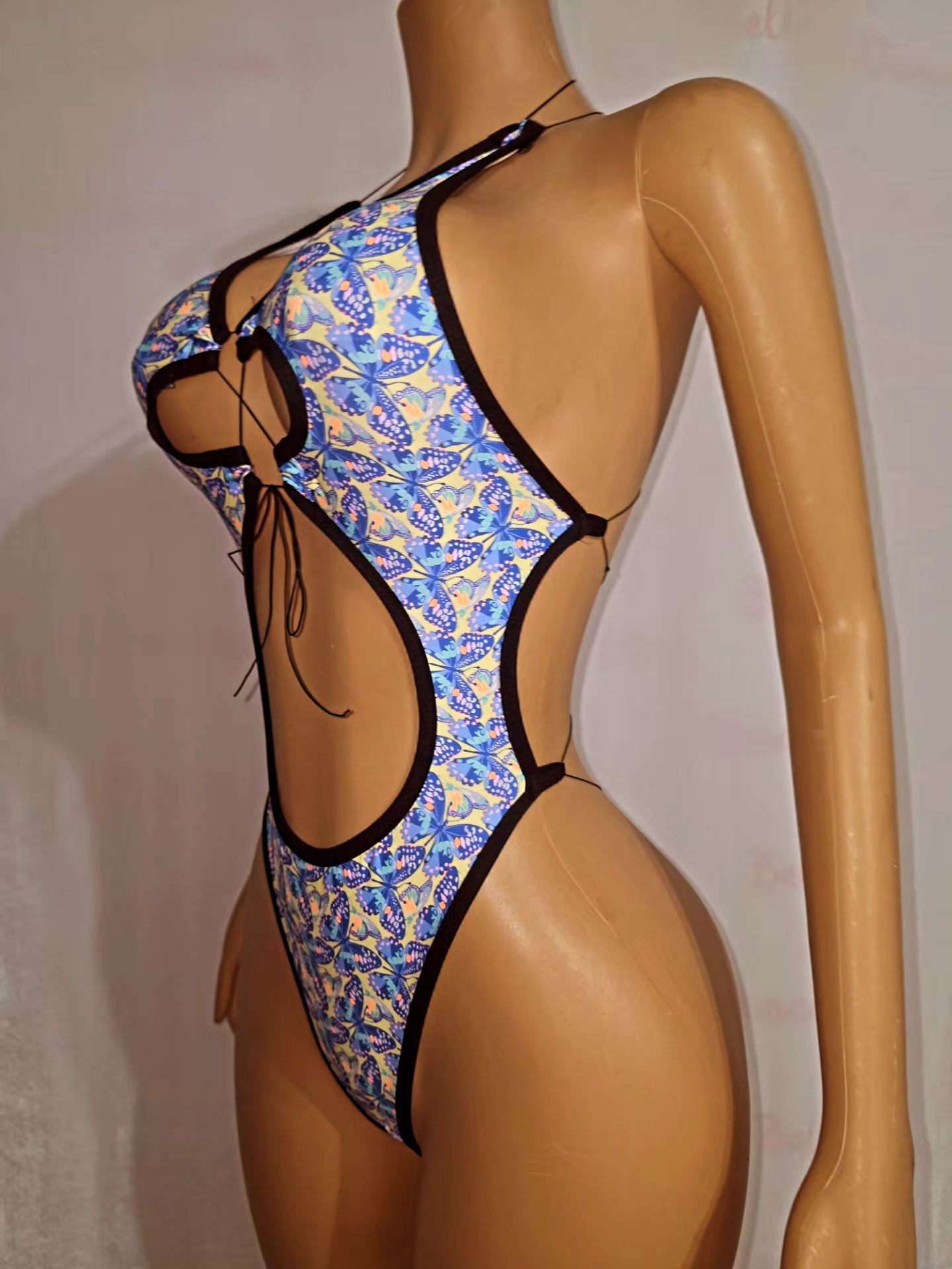 Butterfly Print Cutout Bodysuit
