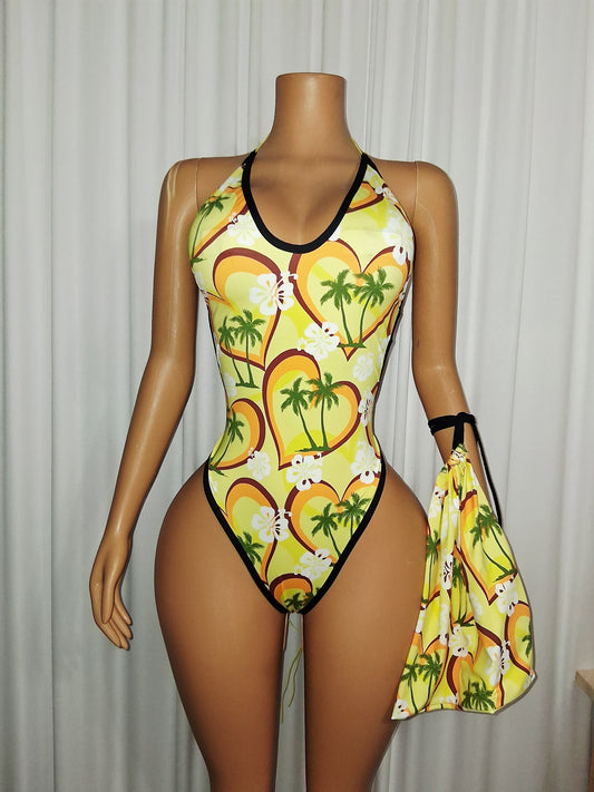 Palm Bodysuit with money bag
