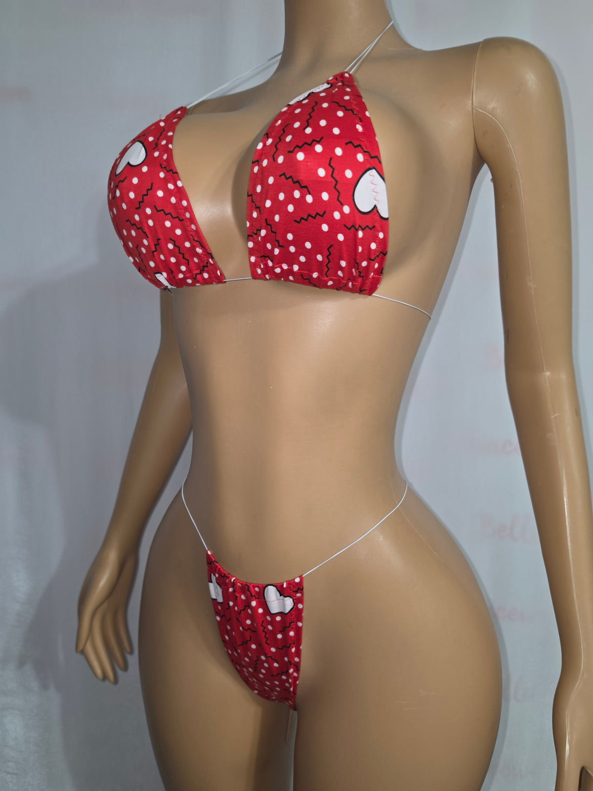 RED Heart Print 2-Piece Micro Set