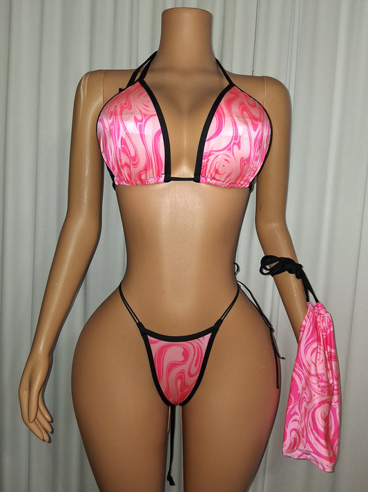 Neon Pink Money Bag Set