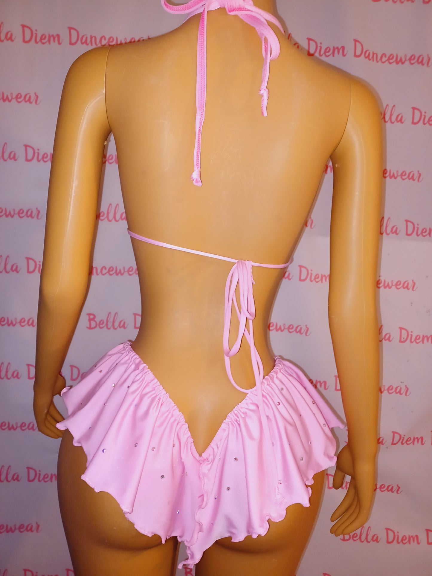 Medium Baby Pink Ruffle Thong Set