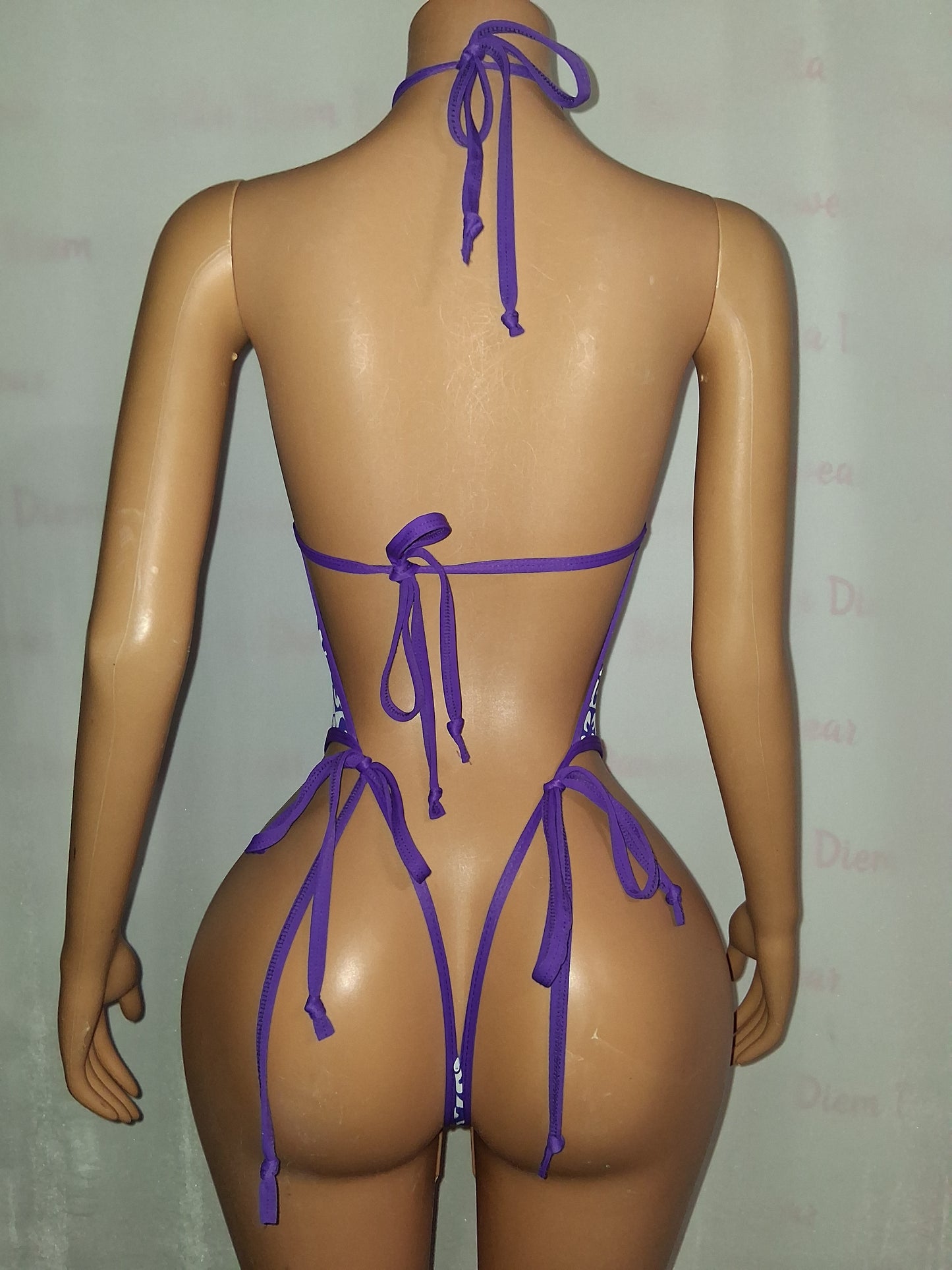 Purple Print Cutout bodysuit