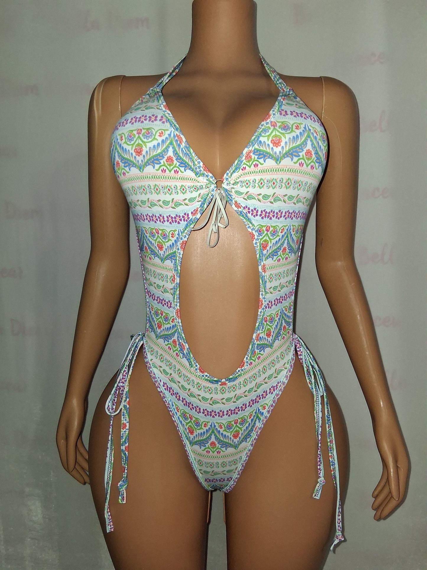 Stained Glass Print Cutout Bodysuit