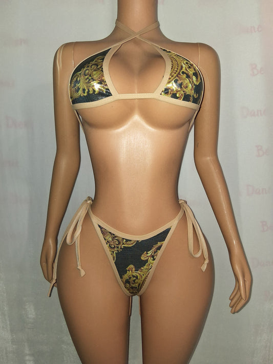 TAN TRIM Gold set Ties small/medium