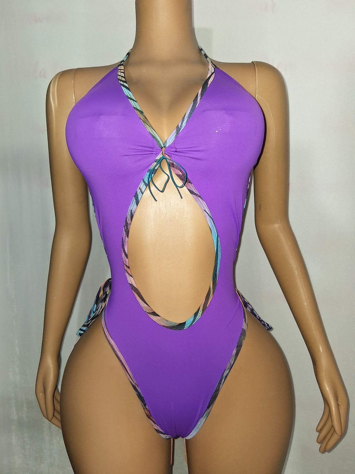 Purple Cutout Bodysuit