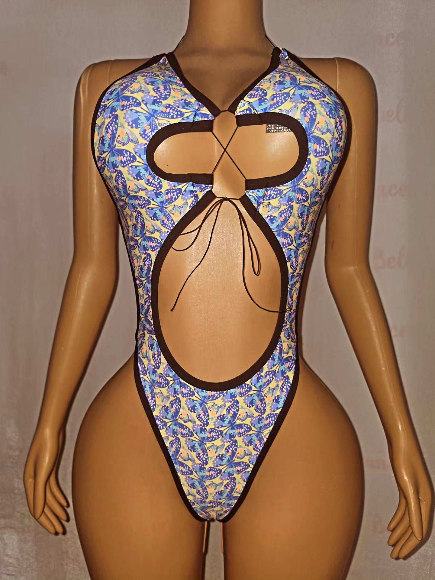 Butterfly Print Cutout Bodysuit