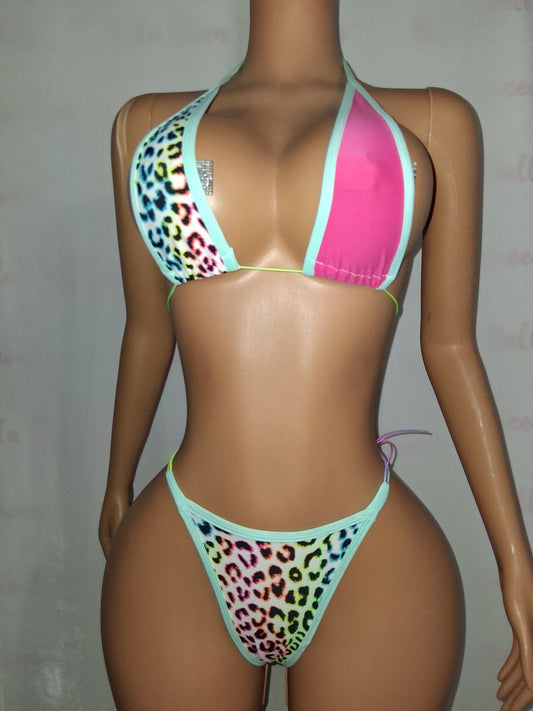 Animal Print Rhinestone 2-piece Small