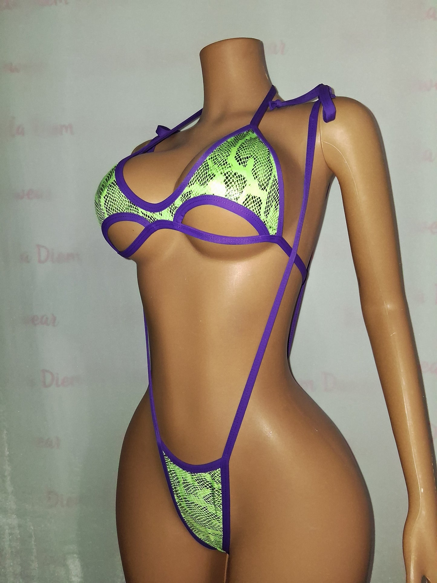 Snake Print Tie  Thong Set