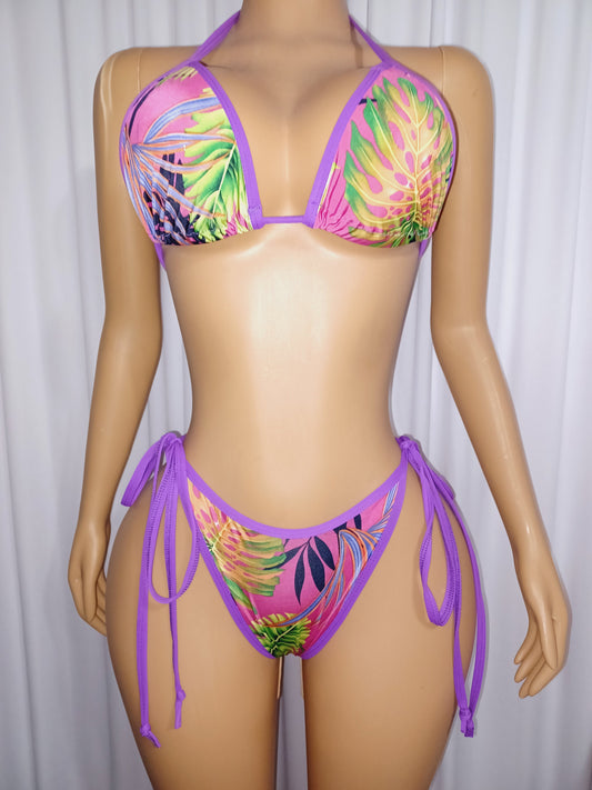Tropical Print Thong Set