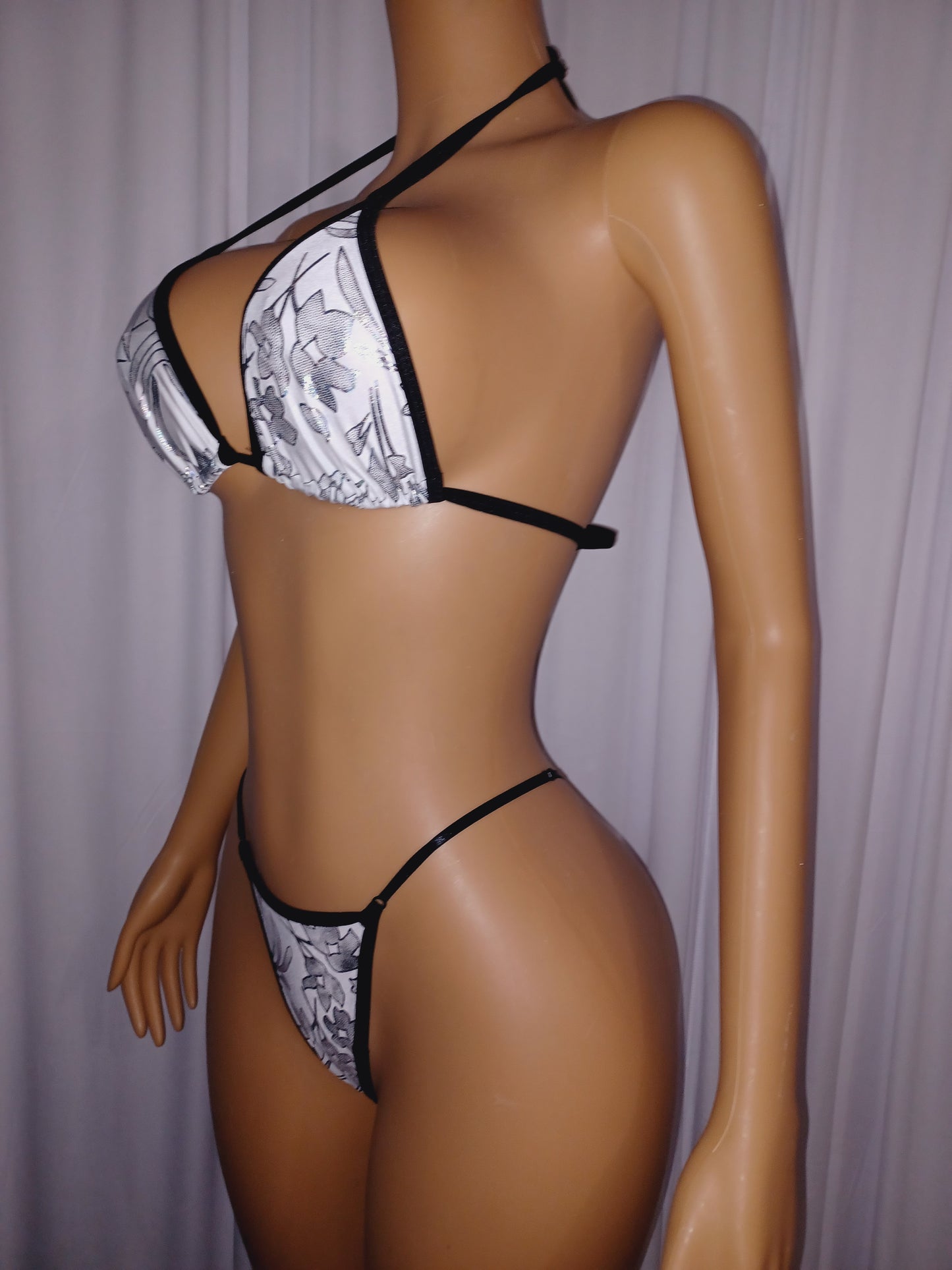 Holographic Floral thong set