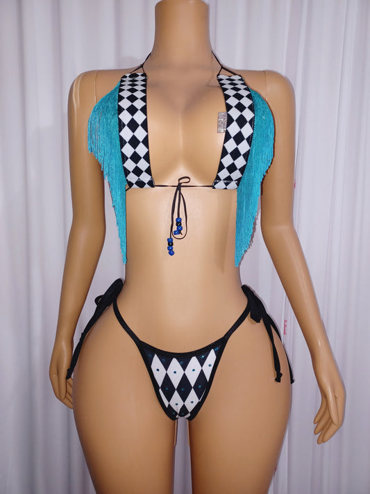 Diamond Print  Fringe G-string Set