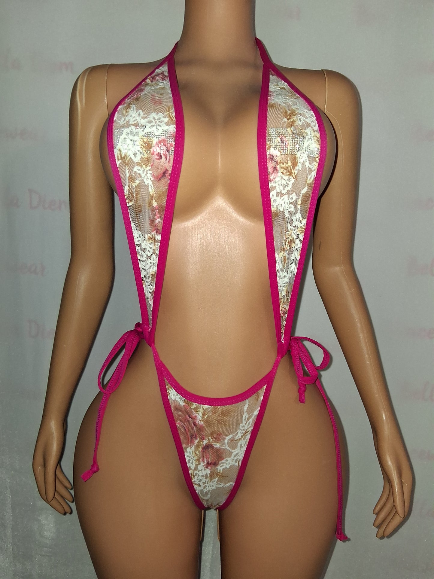 Lace  Floral Print Sling OSFM