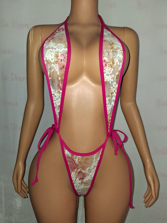 Lace  Floral Print Sling OSFM