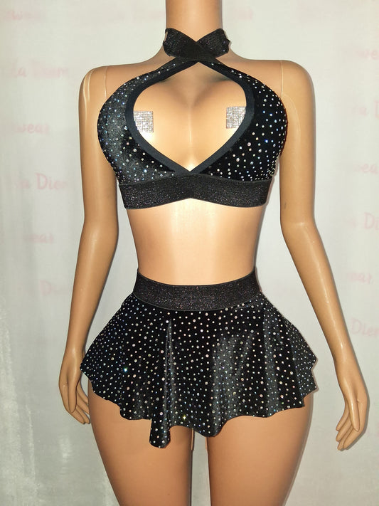Size Large Rhinestone Skirt Set