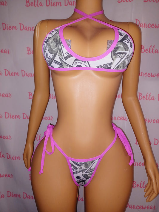 Money Print 2 piece thong set