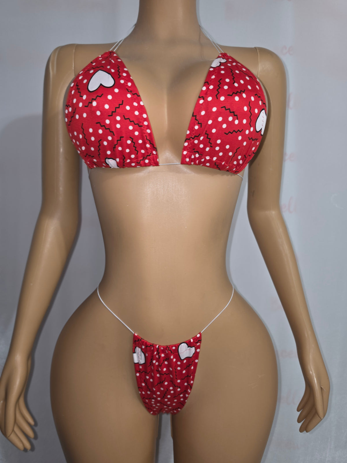 RED Heart Print 2-Piece Micro Set