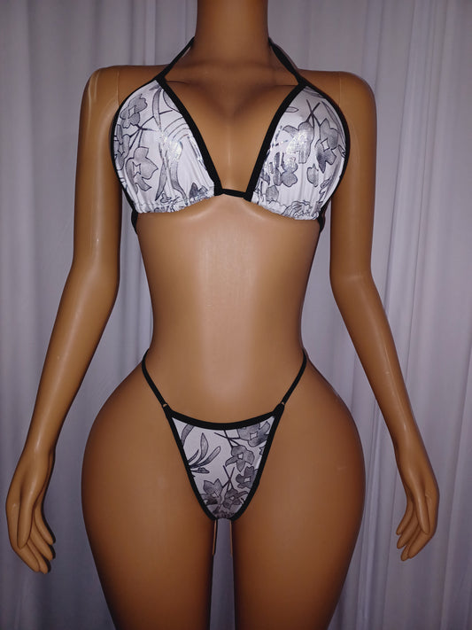 Holographic Floral thong set