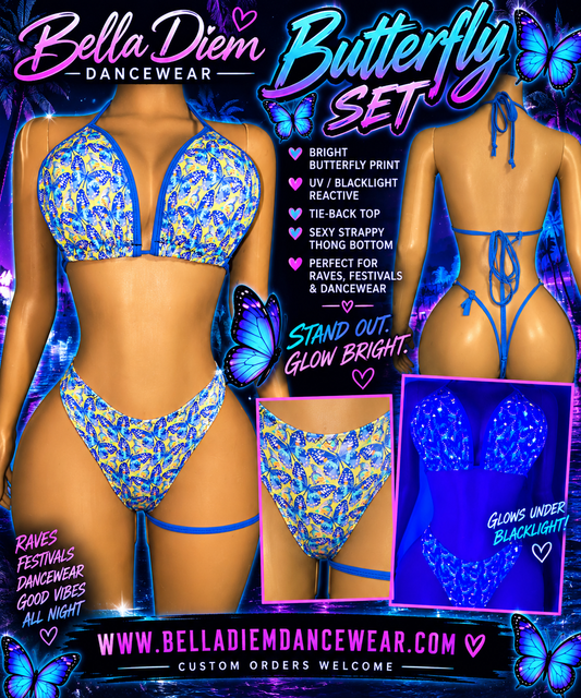 Butterfly Print 2-Piece Thong Set