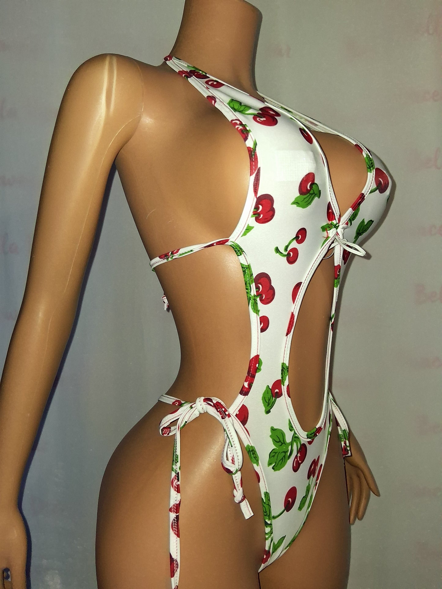 Cherry Print Cutout Bodysuit