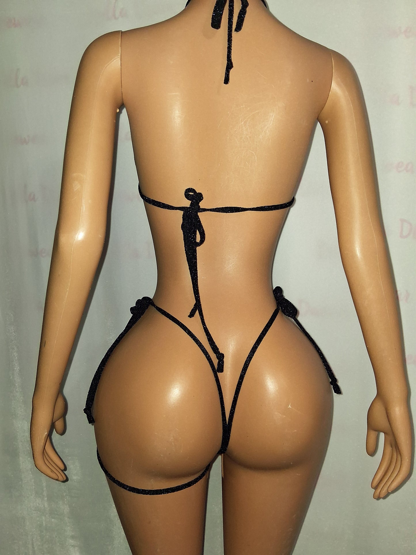 Purple metallic Thong set with sparkle trim