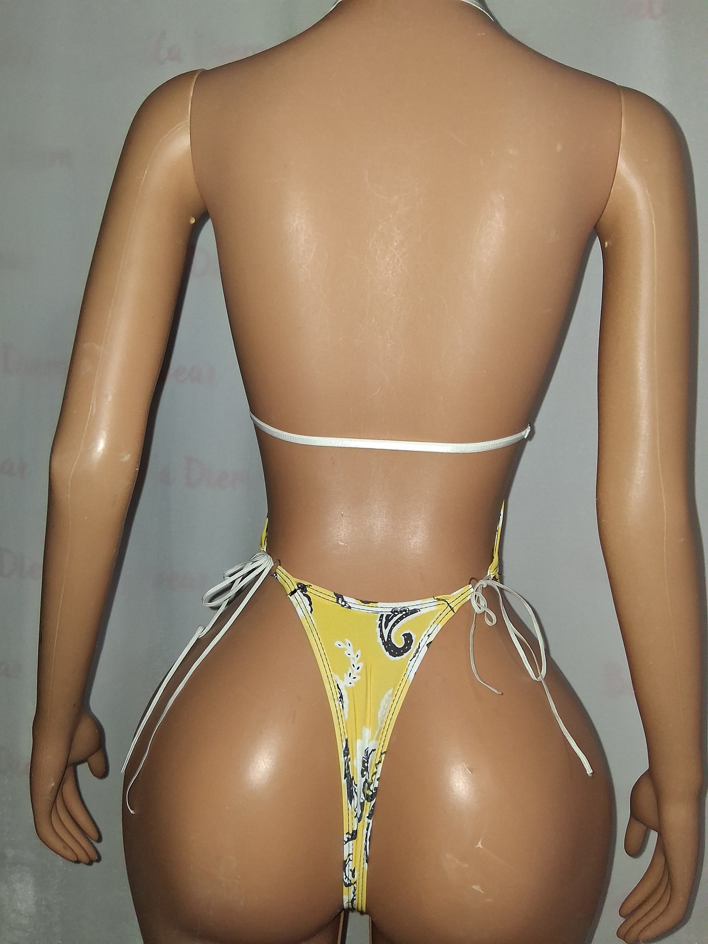 Yellow Bandana Print Cutout Bodysuit
